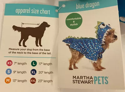 MARTHA STEWART PETS Blue Dragon Halloween Costume Size S With Tags • $9.95