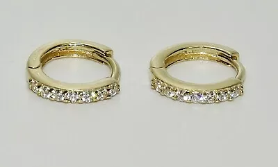 9ct Yellow Gold Diamond Huggie Hoop Cuff Earrings - Simulated Diamond • £45.95