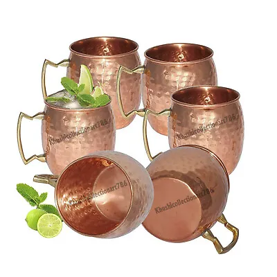Pure Copper Hammered Drinking Moscow Mule Mug Brass Handle Health Benefits 500ML • $52.35