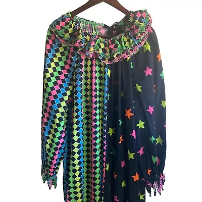 $129.99 • Buy Vtg Handmade Clown Suit Circus Halloween Costume Jingles Funny Checkers Stars