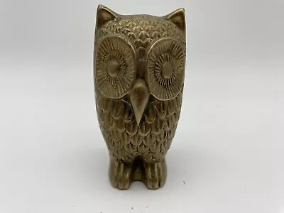 Vintage MCM Mini Brass Owl Figurine Paperweight Mid-Century Modern • $13