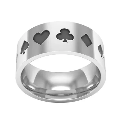 Unique Playing Cards Silver Band Ring Stylish Wedding Ring Men's Silver Jewelry • $14.99