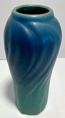 Vintage Artus Van Briggle Art Pottery Vase W/Shaded Blue Swirl Design – SIGNED! • $169.95