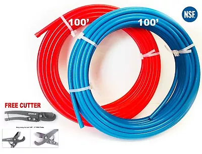 EFIELD 2 Rolls 1/2  X100ft (200ft) PEX-B Pipe/Tubing Red &Blue With Pipe Cutter • $52.99