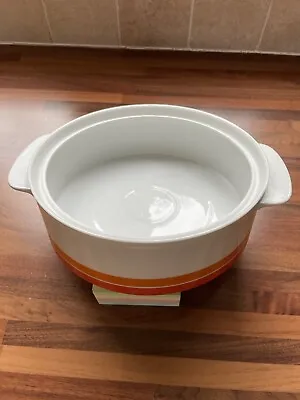 Thomas China Vegetable Tureen Without Lid White With Red And Orange Bands • £5