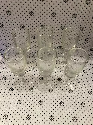 Set Of 6 Vintage Stemmed Cordial Liquor Stemware Shot Glasses Clear Glass • $14.92