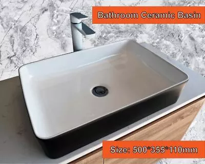 Ceramic Bathroom Basin Sink Above Counter Basins Black White 500*355*110mm • $120