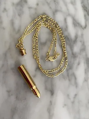 Mens 18kGold Plated 28  Chain Twist And Open Bullet Pendant Necklace Hip Hop • $24