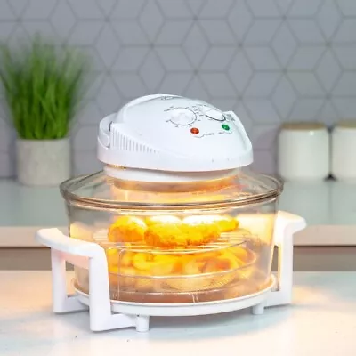 12 Litre Halogen Oven / Low Fat Multi-Function Oven / Toughened Glass - WHITE • £44.99