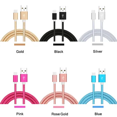 3m Braided Micro USB Fast Charger Cable Data Lead For Samsung Sony Android Phone • £3.24