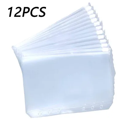12x Clear PVC A5 A6 A7 Binder Pockets Zipper Folders For 6-Ring Notebook Binder • £5.68