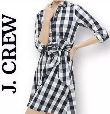 J Crew Navy/White Check Cotton Shirt Dress Size 10 Excellent Preowned Condition • $12