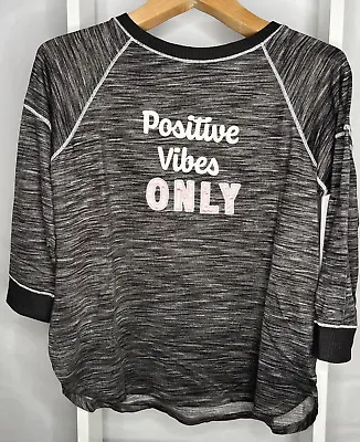 Secret Treasures Pajama Top Women M Positive Vibes Only Gray Space Dye Stretch • $7.99