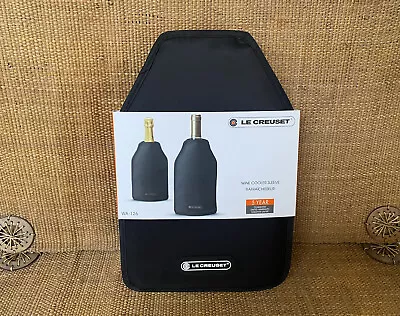 Le Creuset WA-126 Wine Bottle Cooler Prosecco Sleeve Black Snug Elastic Stretch • £19.99