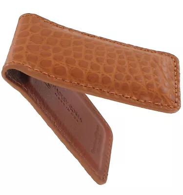 Bryant Park Money Clip Genuine Alligator Magnetic Matte Tan Made In USA 2 3/4  • $31.19