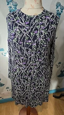 Purple Floral Tunic Dress By Marks And Spencer Size 16 Petite • £1.99