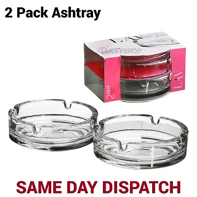 2pc Round Glass Ashtray Round Cigarette Smoking Ash Tray Home Garden Outdoor UK • £6.99