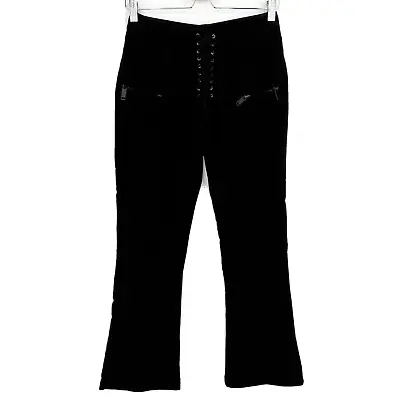 £48.06 • Buy Unravel Project Womens Size 27 Black Velvet Lace Up Pants Zip Pocket REPAIRED