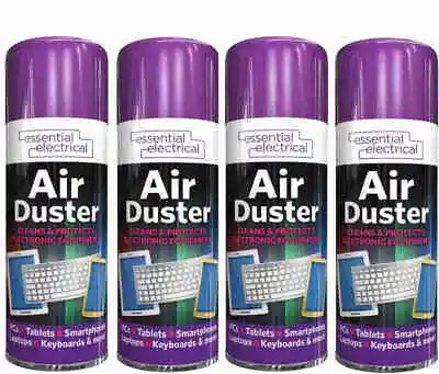 £7.49 • Buy 4 X Compressed Air Duster Spray Cleans Protects Computer Laptops Keyboards 200ml