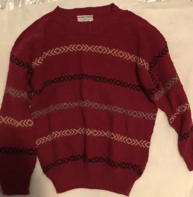 Vintage Ugly Christmas Sweater Red Striped Large Sh1 • $12.34