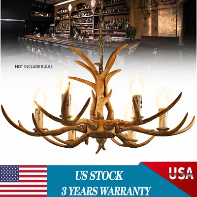 6-Lights Rustic Deer Horn Antler Chandelier Pendant Light Ceiling Lamp Fixture • $112.10