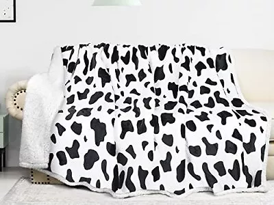  Cow Print Sherpa Fleece Blanket Super Soft Plush Throw 60x80 Inches Dalmatian • £33.67
