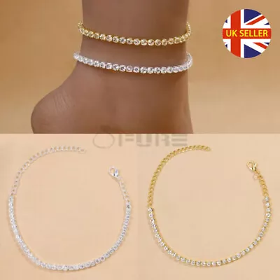 £4.99 • Buy Fashion Ankle Bracelet Women 925 Sterling Silver Anklet CZ Crystal Tennis Stone