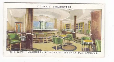 1938 Ship Trade Card Cabin Observation Lounge RMS MAURETANIA Cunard White Star • $3.99