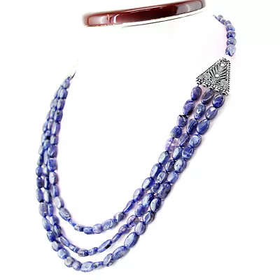 Women Jewellery 309.00 Cts Natural Oval Shape Blue Tanzanite Real Beads Necklace • £36.63