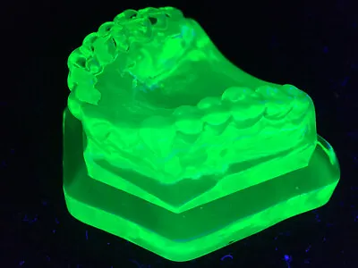 Green Vaseline Uranium Glass Denture Dentist Mold Teeth Orthodontist Medical Art • $23.50