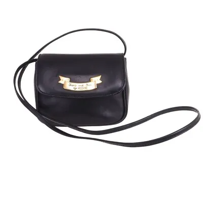 Vintage Moschino Mini Sized Black Leather Fanny Pack Shoulder Bag. • $120