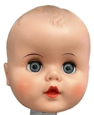 Vtg Doll Head Molded Brown Hair Blue Sleepy Eyes With Eyelashes. 5.5”Tall • $25
