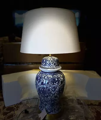NEW Jonathan Y Blue & White Floral Jar Ellis 29.5  Ceramic Table Lamp • $175