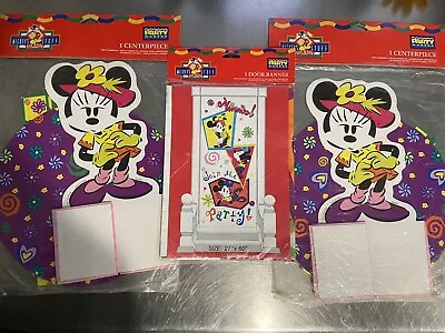 Vintage Disney Mickey Minnie Mouse Party Lot- Honeycomb Centerpiece & Door Cover • $35