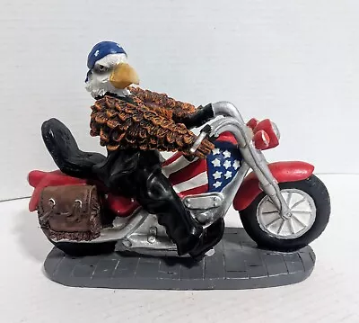 Motorcycle Figurine Bald Eagle Driving Red White & Blue 8 1/2 By 6 1/4 • $15.25