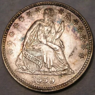 1859/1859 Liberty Seated Silver Half Dime Rpd Scarce Beauty Re Punch Date Vp-001 • $684