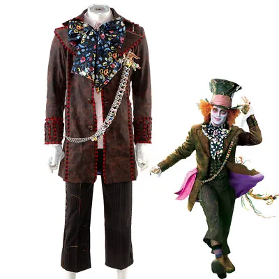 Alice In Wonderland Mad Hatter Costume Cosplay Johnny Depp Fancy Dress Full Set • $135.99