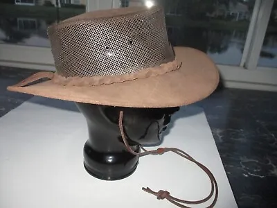 Fantastic MONNETONKA Leather Outback / Aussie / Western / Cowboy Hat MEDIUM • $22.22