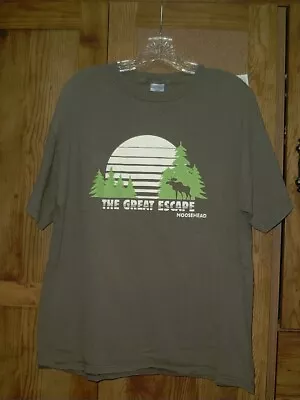 THE GREAT ESCAPE MOOSEHEAD Olive Green T-Shirt Size L  LARGE  • $8