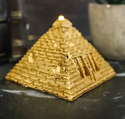 Small Golden Egyptian Giza Golden Pyramid Desk Ornament Figurine With LED Light • £14.47