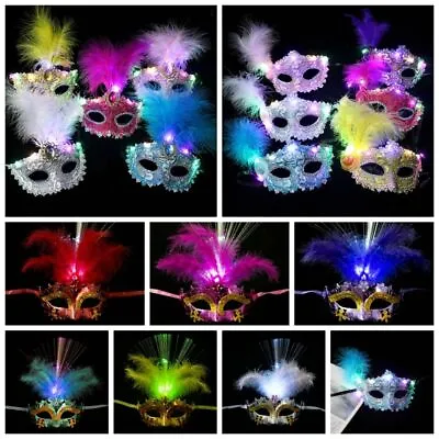 Hollow Out LED Glowing Mask Light Up Venice Masquerade Masks  Halloween • £3.19