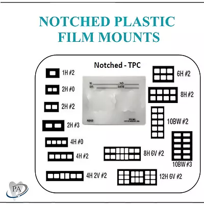 Dental Notched Plastic Film Mounts N1H2 1 Window N8H6V2 14 Window 100/Pkg. • $44.95