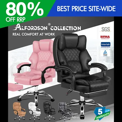 ALFORDSON Office Chair Executive Seat Fabric Racing Computer Work Recliner • $149.95