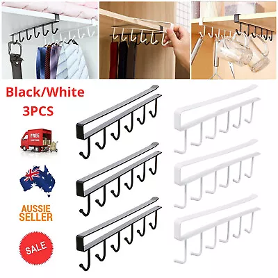 3Pcs 6 Hooks Metal Under Shelf Hook Kitchen Cupboard Cabinet Mug Cup Rack Holder • $17.85