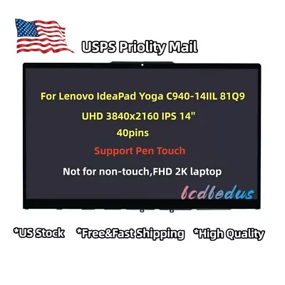 5D10S39596 For Lenovo IdeaPad Yoga C940-14IIL 81Q9000JUS UHD LCD Touch Screen • $139