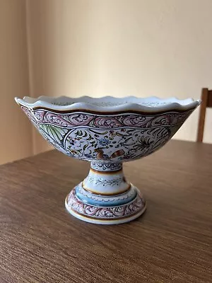 Ceramicas De Coimbra Portugal Hand Painted Footed Pedestal Fruit Bowl • $45