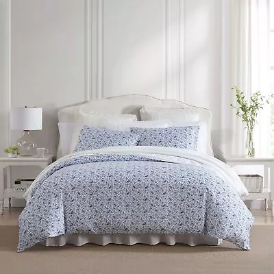 Laura Ashley - King Duvet Cover Set Cotton Sateen Bedding With Matching Sham... • $160.56