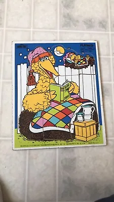 Vintage 1984 Playskool Sesame Street Big Bird Time Stories Wood Wooden Puzzle • $28.74