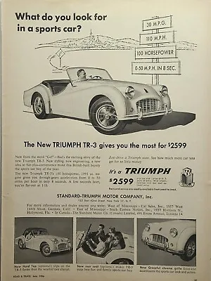 Triumph TR-3 Sport Car Performance Signs Mancave Auto Shop Vintage Print Ad 1956 • $18.77