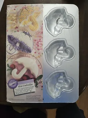 Wilton Umbrella Mini 6 Cavity Baby Shower Cake Pan #8256 *NEW SEALED* • $8.49